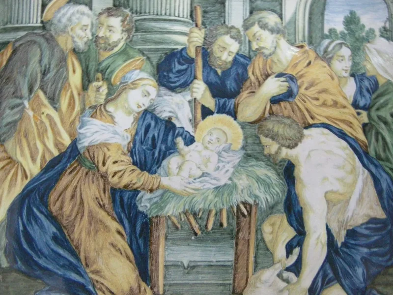 1727-Bernardino Gentili il Giovane - Mattonella con adorazione dei pastori
